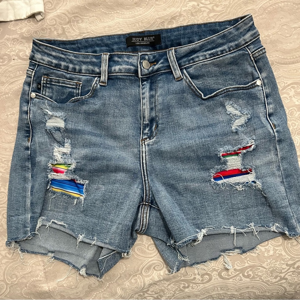 Judy Blue Women's Ripped Jean Shorts - Blue